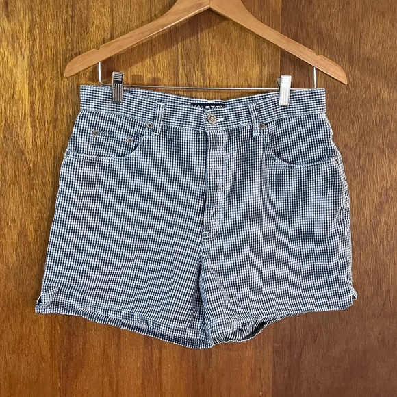 HALSTON JEANSWEAR Blue Gingham Shorts Sz 10 - Picture 1 of 5